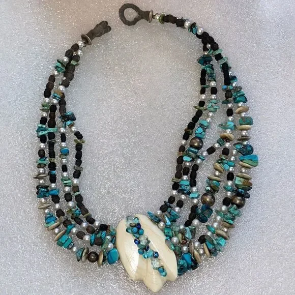 Bespoke Vintage Bone & Turquoise Organic Statement Necklace!